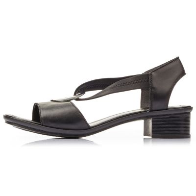 12. Sandały skórzane damskie na gumki czarne Rieker 62662