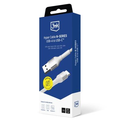 10. Kabel 3mk Hyper Cable N-SERIES USB-A / USB-C 1m 9V/2A 18W / biały