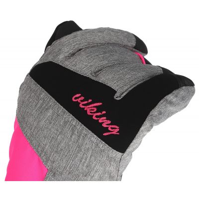 3. Rękawice narciarskie damskie Viking Ronda Ski Lady regulowane ściągaczem ocieplane szaro-różowe (113/20/5473/46)