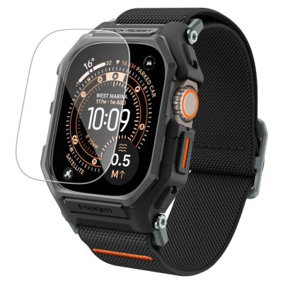 Pasek Spigen Lite Fit Pro + Szkło hartowane na wyświetlacz na Apple Watch Ultra 49 mm - czarny