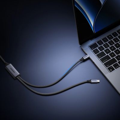 3. Kabel Ugreen 2w1 USB-C - 2xUSB-C PD 140W 2m - czarny