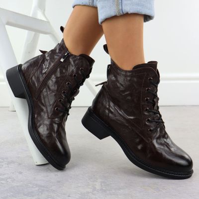 5. Skórzane workery damskie ocieplane botki brązowe Vinceza  86412