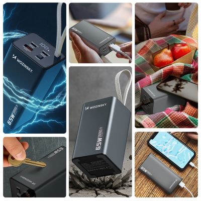 4. Powerbank Wozinsky K65+ 65W 30000mAh 2x USB-C, 1x USB-A 65W - szary