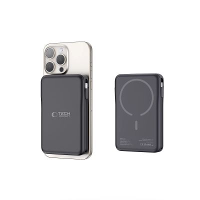 5. Powerbank Tech-Protect LifeMag PB31 z MagSafe 10000mAh 15W USB-C / USB-A / wbudowane kable USB-C / Lightning - czarny