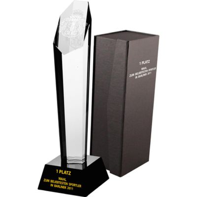 8. Trofeum szklane grawerowane z etui + wypełnienie farbą