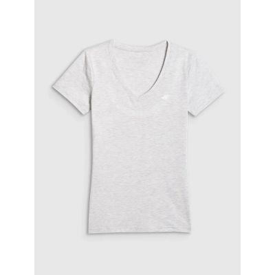 4. T-shirt basic z dekoltem typu serek damski 4F 4FWMM00TTSHF3307-27M