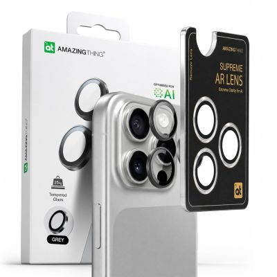 5. Szkło hartowane AMAZINGTHING AR Aluminium 3 Lens Glass z ramką na soczewki aparatu do iPhone 16 Pro / 16 Pro Max - czarne