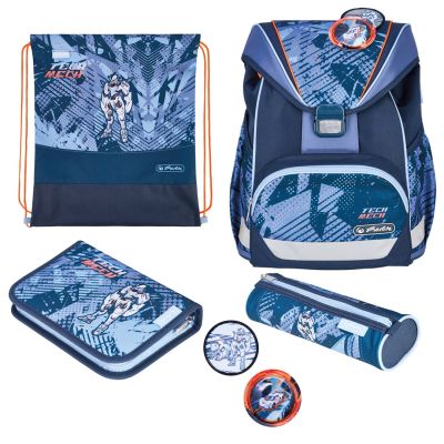 2. Herlitz UltraLight Plus TechMech zestaw do plecaka szkolnego Chłopiec Poliester Niebieski, Pomarańczowy