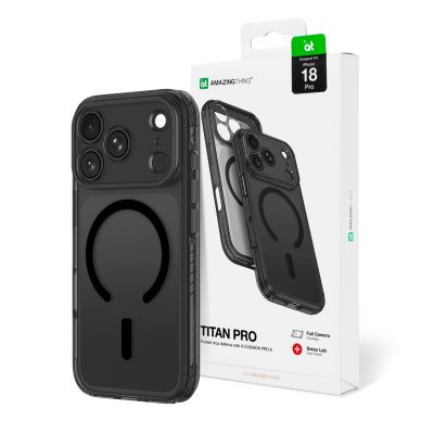 Etui AMAZINGTHING Titan Pro Lens na iPhone 18 Pro z osłoną aparatu i mocowaniem na smycz kompatybilne z MagSafe - czarne