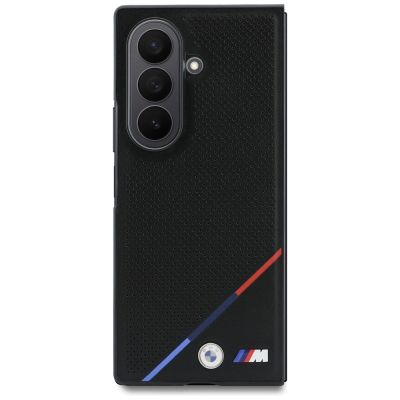 2. Etui BMW M Leather Perforated Tricolor Stripe Metal Logos MagSafe na Samsung Galaxy Z Fold 8 Ultra - czarne