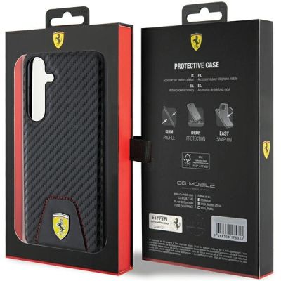 8. Etui Ferrari Carbon Stitched Bottom na Samsung Galaxy S24+ - czarne