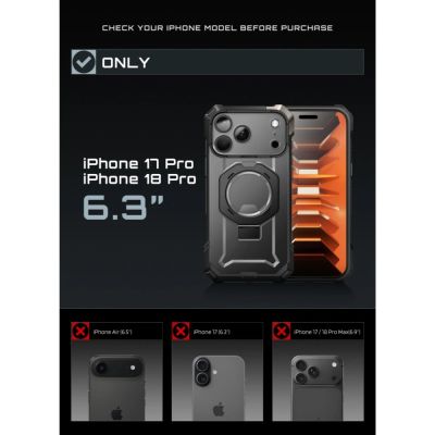 4. Etui Supcase UB Grip Mag MagSafe na iPhone 18 Pro / 17 Pro - czarne