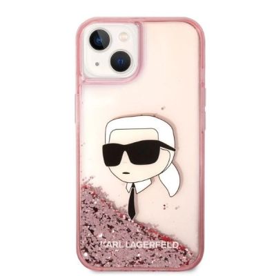 3. Etui Karl Lagerfeld Glitter Karl's Head na iPhone 14 Plus - różowe
