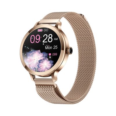 4. Smartwatch Damski VELTORI VT340-1 Złota Bransoleta + Różowy Pasek Silikonowy