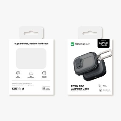 14. Etui AMAZINGTHING Titan Pro Mag Case Clear do AirPods Pro 3 - czarne