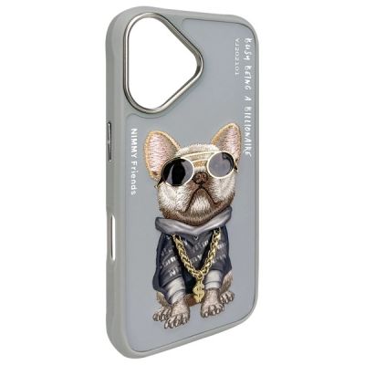 4. Etui Nimmy Glasses Cool Dog na iPhone 16 - szare