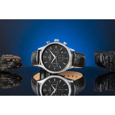 5. Zegarek Męski Giewont Chronograph Sapphire Czarno Srebrny GW6310-A2