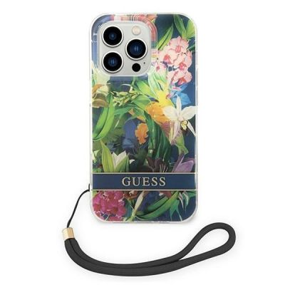 2. Etui Guess Flower Strap na iPhone 14 Pro Max - niebieskie