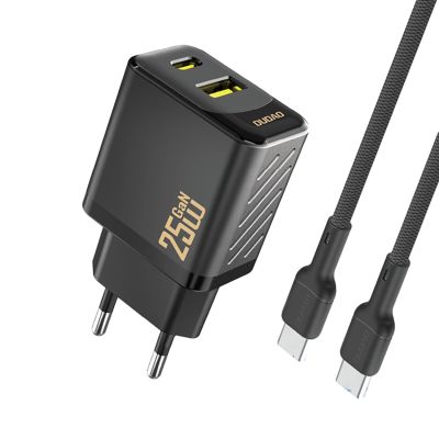 Ładowarka sieciowa Dudao A26TCEU PD QC 25W GaN USB-A USB-C z kablem USB-C - czarna