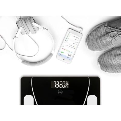 7. ELDOM INTELIGENTNA WAGA OSOBOWA TWO610 ILIIE DO 180 KG, WSKAŹNIK BMI ,BMR,LBM APLIKACJA KOMPATYBILNA Z SYSTEMAMI ANDROID ORAZ