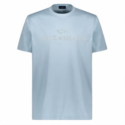 3. Paul&Shark T-shirt męski z bawełny i lyocellu jasnoniebieski 26411007-394 - elegancki komfort