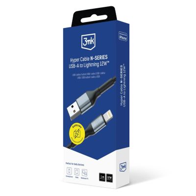 12. Kabel 3mk Hyper 3mk Hyper Cable N-SERIES USB-A / Lightning 1m 5V/2.4A 12W / czarny