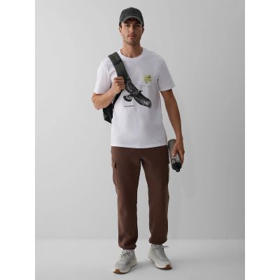 4. T-shirt regular z nadrukiem męski 4F 4FKAW26TTSHM4499-10S