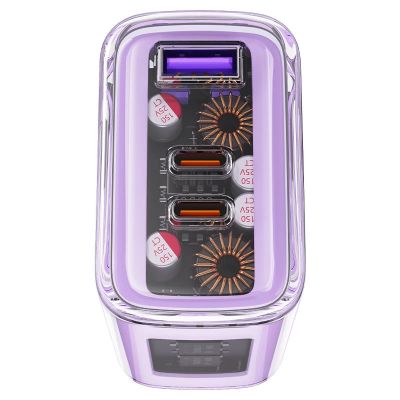 4. Acefast ładowarka GaN 65W 3 porty (1xUSB, 2xUSB C) zielona (A45)