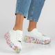 2. Skórzane półbuty sneakersy na platformie w kwiaty białe Filippo DP7507