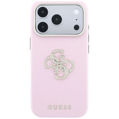 3. Etui Guess Smooth & Big Strass Logo na iPhone 18 Pro / 17 Pro - różowe