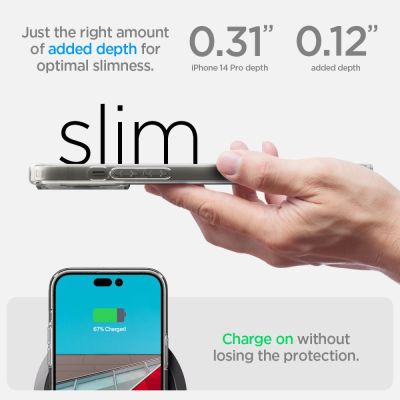 12. Etui Spigen Ultra Hybrid Mag z MagSafe na iPhone 14 Pro - przezroczysto-białe