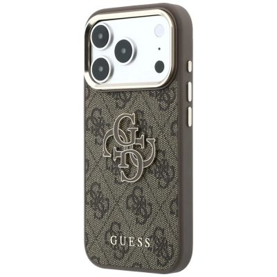 2. Etui Guess 4G & Big Resin Logo na iPhone 17 Pro / 18 Pro - brązowe