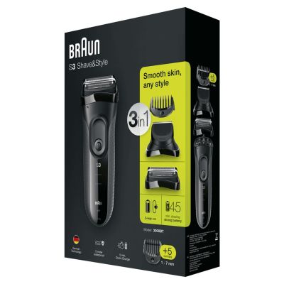 6. Braun 3000BT Bateria 5 7 mm Mokry & Suchy Czarny, Szary