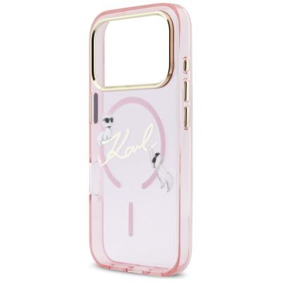 6. Etui Karl Lagerfeld IML Choupettes Karl  Script Logo MagSafe na iPhone 17 Pro - różowe
