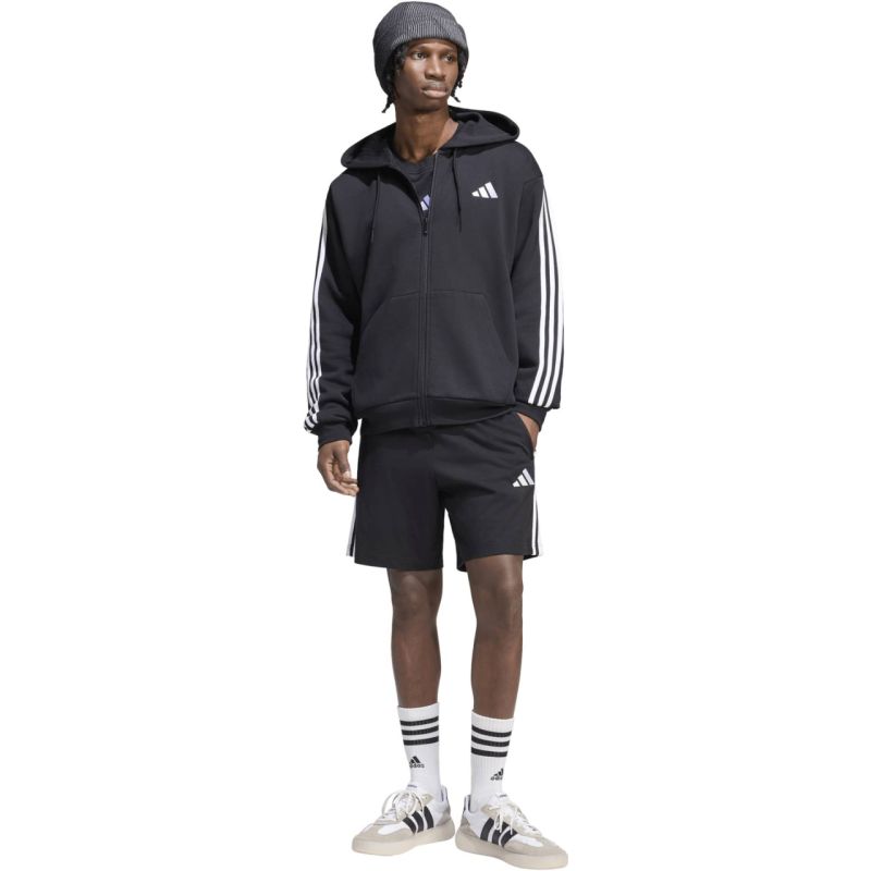 6. Bluza męska adidas Essentials 3-Stripes Fleece Full-Zip Hoodie czarna KY6559