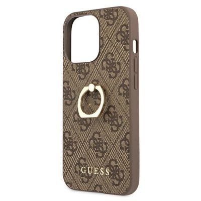 6. Etui Guess 4G Ring Stand na iPhone 13 Pro / iPhone 13 - brązowe