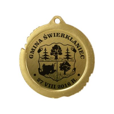 Medal metalowy z grawerowaniem na laminacie