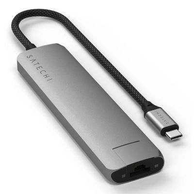 6. Wieloportowa przejściówka Satechi 7-w-1 USB-C Slim z Ethernetem - gwiezdna szarość