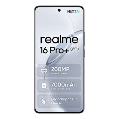 3. Realme 16 Pro+ 5G 17,27 cm (6.8") Dual SIM Android 16 USB Type-C 12 GB 512 GB 7000 mAh Szary