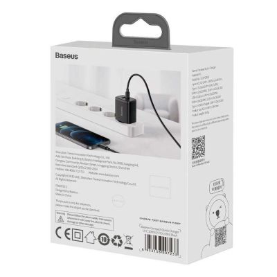 4. BASEUS ŁADOWARKA SIECIOWA USB, USB-C (CZARNA)