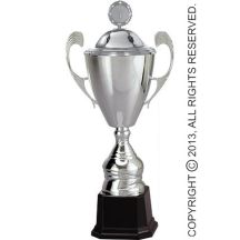 Puchar metalowy srebrny z przykrywką