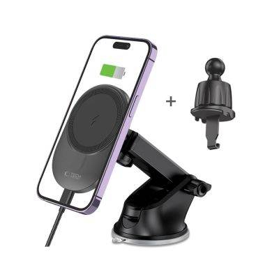 2. Uchwyt Tech-Protect MM15W-V1 samochodowy na telefon z ładowarką indukcyjną MagSafe 15W na kokpit / kratkę nawiewu - czarny