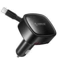 Ładowarka samochodowa Orico FC-66-1A2C 66W z wbudowanym zwijanym kablem USB-C - czarna