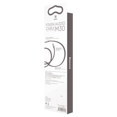7. Baseus Yiven M30 kabel audio stereo AUX 3,5 mm męski mini jack 1,5m srebrno-czarny (CAM30-CS1)