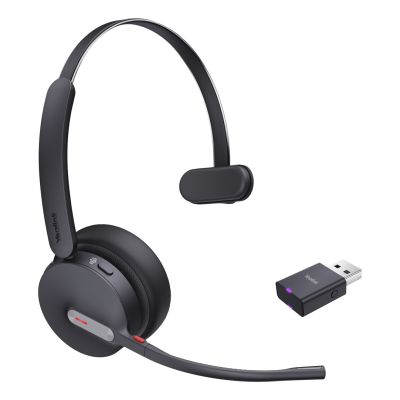 Yealink WH64 Hybrid Mono Teams Zestaw słuchawkowy Bezprzewodowy Opaska na głowę Biuro/centrum telefoniczne Micro-USB Bluetooth Czarny