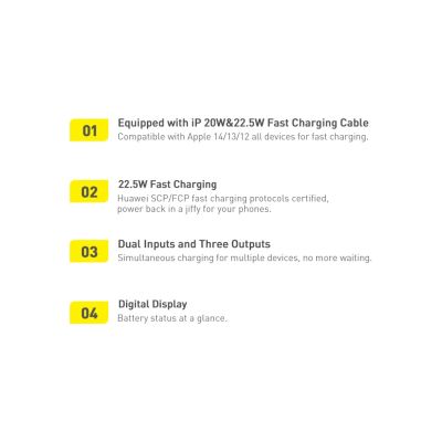 21. Powerbank 10000mAh 20W Baseus Qpow Pro Overseas Edition + kabel USB C 3A - czarny