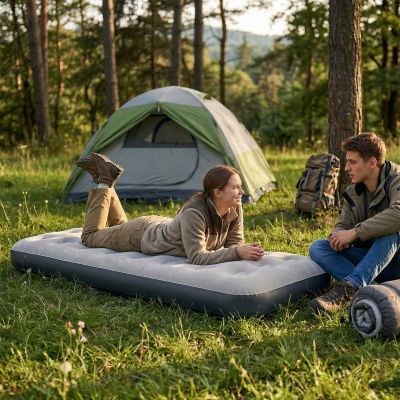 3. MATERAC FLOKOWANY 1-OSOBOWY SZARY 191x73x22CM 24637