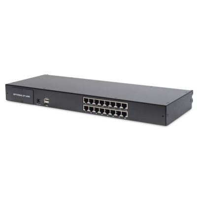 8. Digitus Konsola modułowa z monitorem TFT o przekątnej 19” (48,3 cm), 16-portowym przełącznikiem KVM Cat. 5 & touchpadem, klawiatura niemiecka