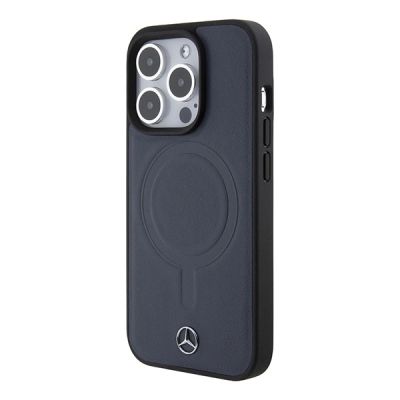 2. Etui Mercedes Smooth Leather MagSafe na iPhone 15 Pro - granatowe