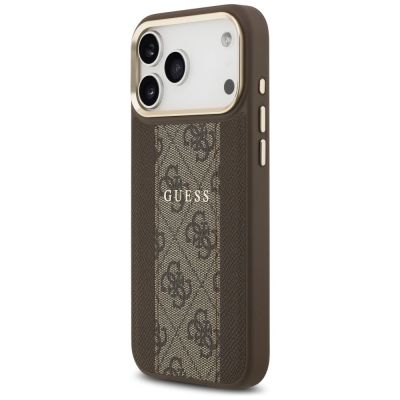2. Etui Guess 4G Stripe MagSafe na iPhone 17 Pro Max - brązowe